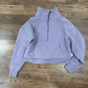Danskin Lavender Quarter-Zip Cropped Pullover Hoodie